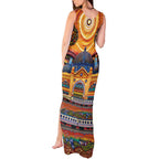 Australian Flinders Street Railway Station Tank Maxi Dress Aboriginal Dot Painting
