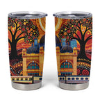 Australian Flinders Street Railway Station Tumbler Cup Aboriginal Dot Painting