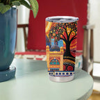 Australian Flinders Street Railway Station Tumbler Cup Aboriginal Dot Painting