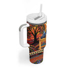 Australian Flinders Street Railway Station Tumbler With Handle Aboriginal Dot Painting