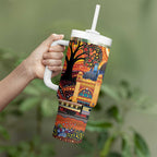 Australian Flinders Street Railway Station Tumbler With Handle Aboriginal Dot Painting