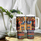 Australian Flinders Street Railway Station Tumbler With Handle Aboriginal Dot Painting