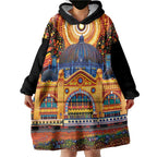 Australian Flinders Street Railway Station Wearable Blanket Hoodie Aboriginal Dot Painting
