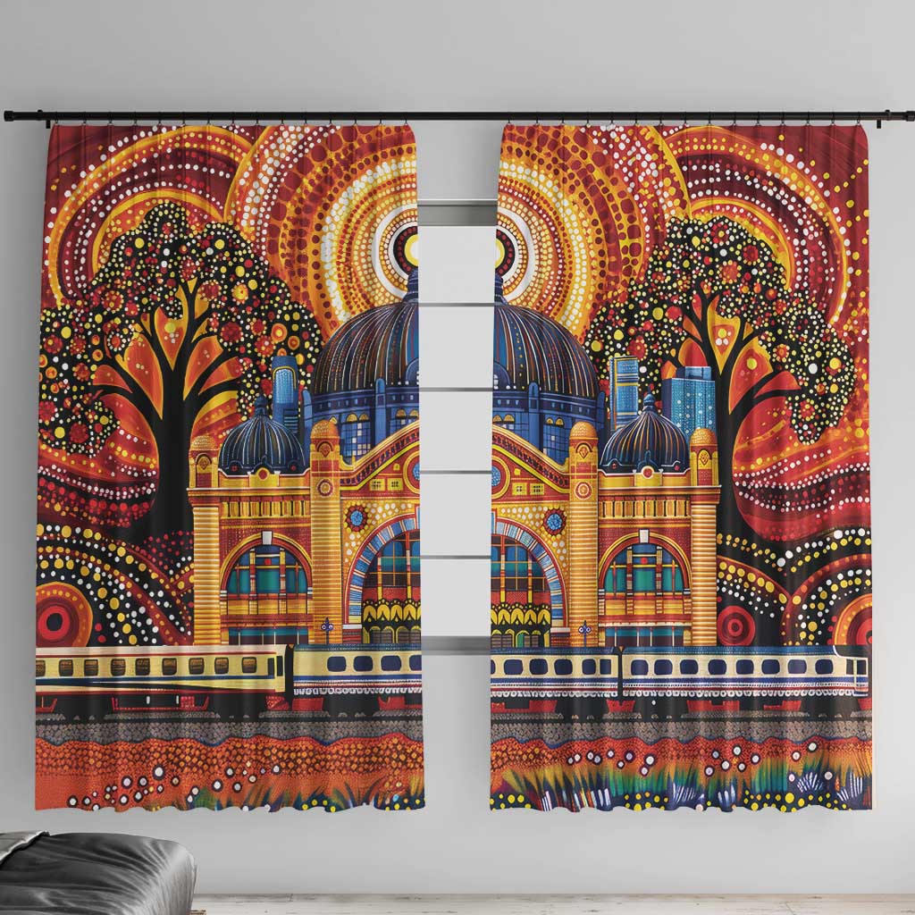 Australian Flinders Street Railway Station Window Curtain Aboriginal Dot Painting