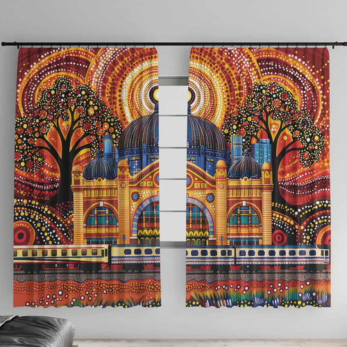 Australian Flinders Street Railway Station Window Curtain Aboriginal Dot Painting