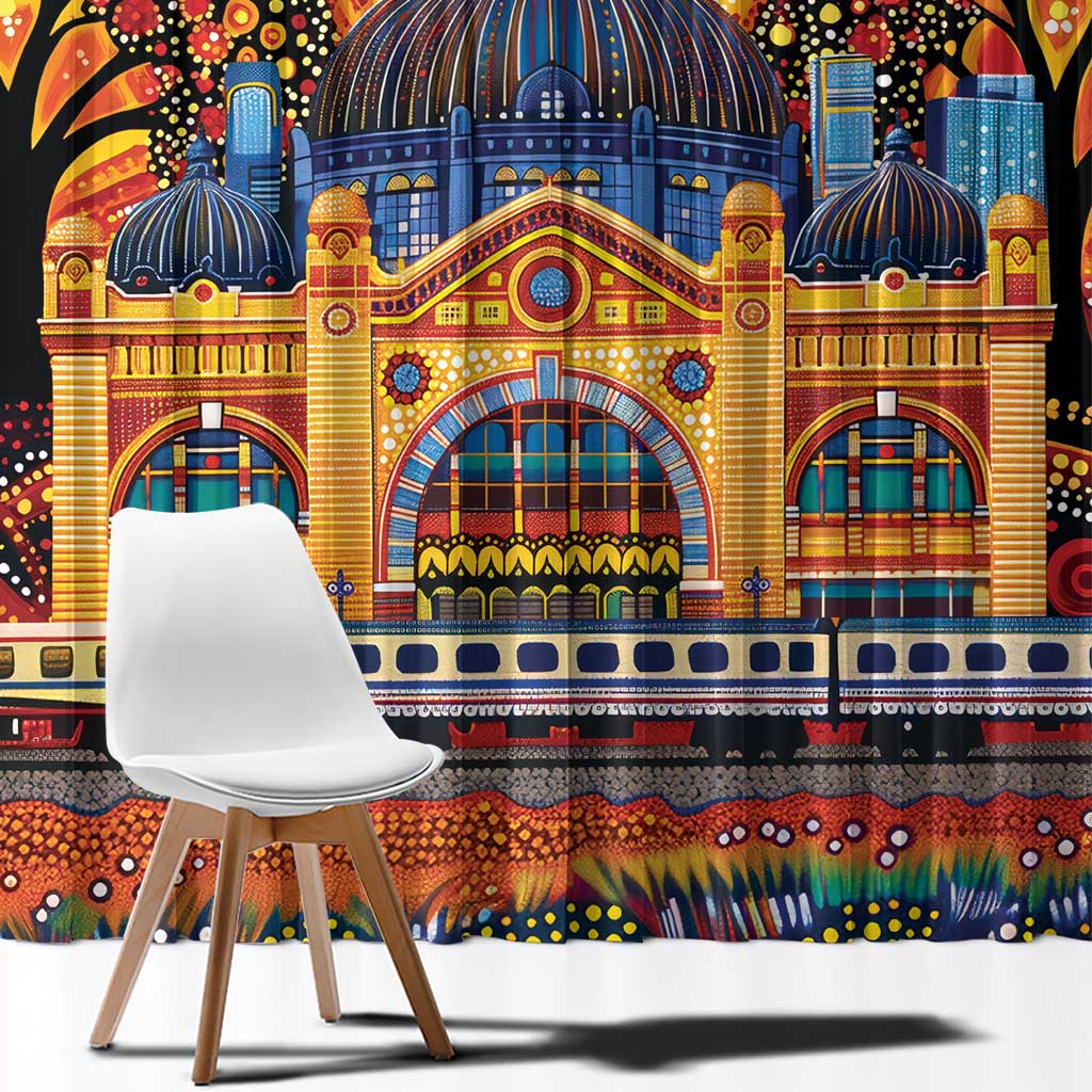 Australian Flinders Street Railway Station Window Curtain Aboriginal Dot Painting