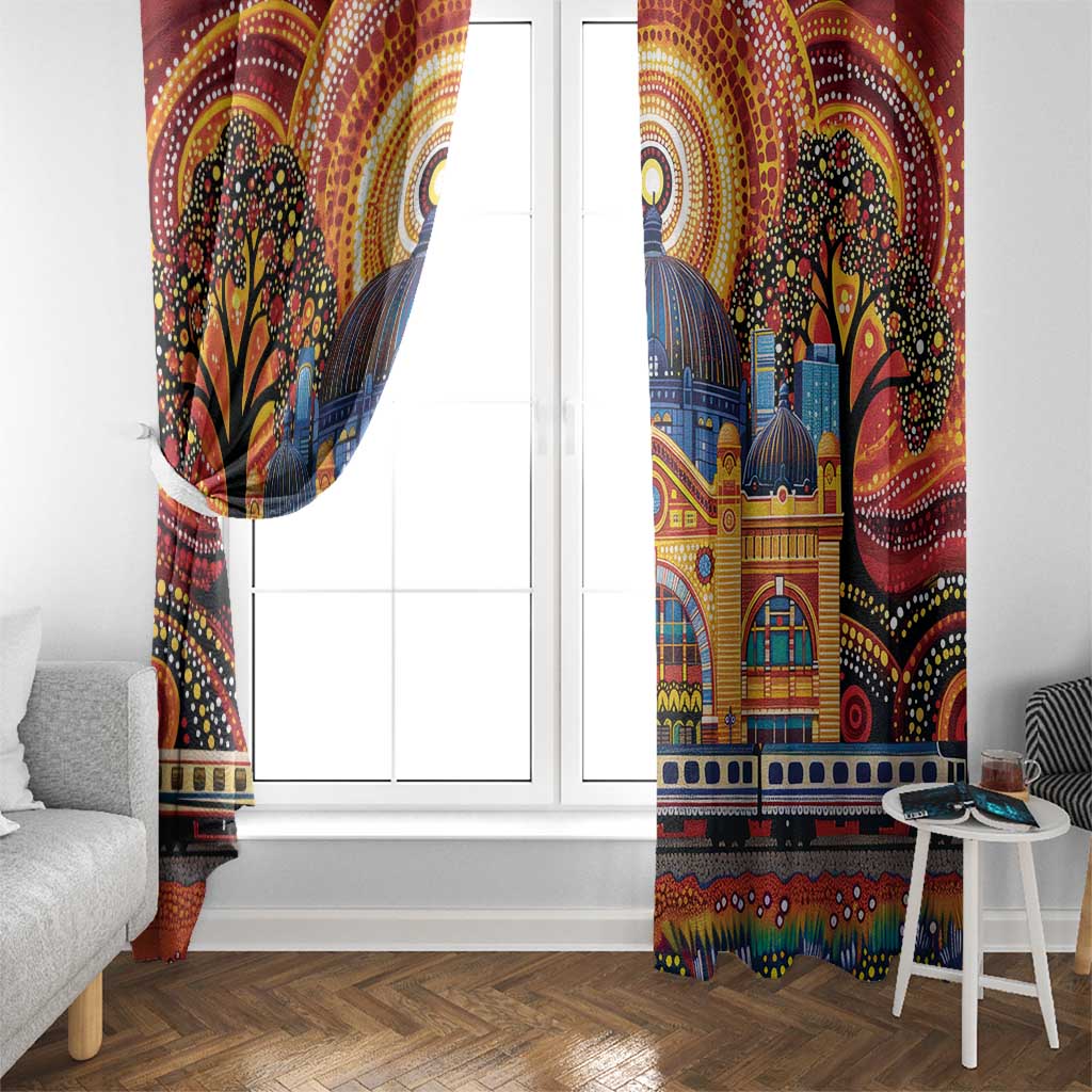Australian Flinders Street Railway Station Window Curtain Aboriginal Dot Painting
