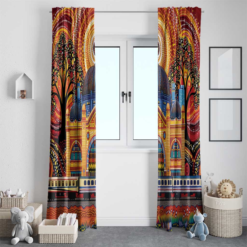 Australian Flinders Street Railway Station Window Curtain Aboriginal Dot Painting