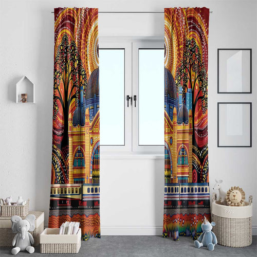 Australian Flinders Street Railway Station Window Curtain Aboriginal Dot Painting