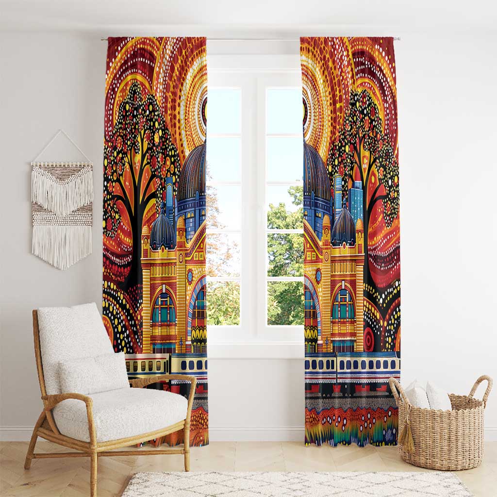 Australian Flinders Street Railway Station Window Curtain Aboriginal Dot Painting