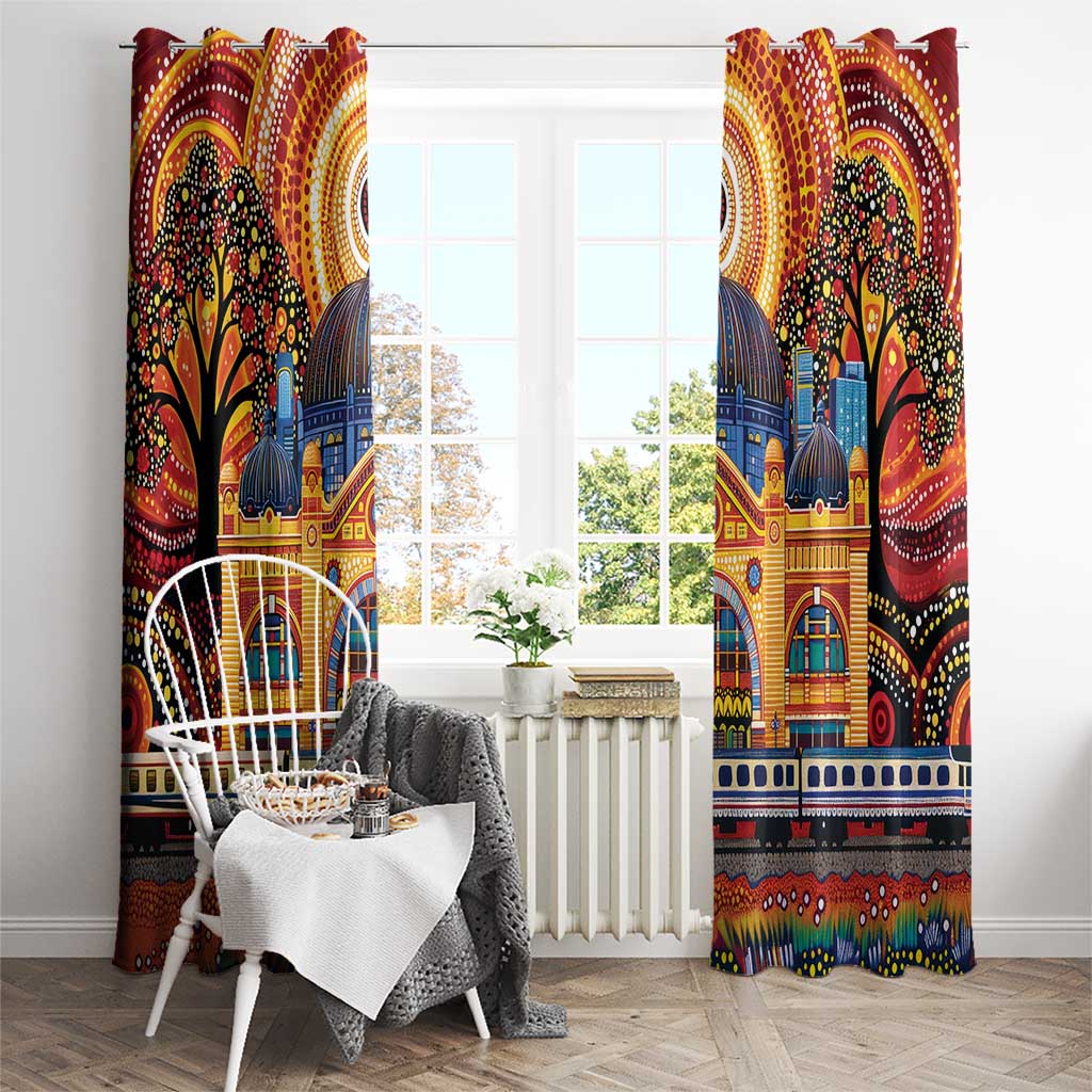 Australian Flinders Street Railway Station Window Curtain Aboriginal Dot Painting