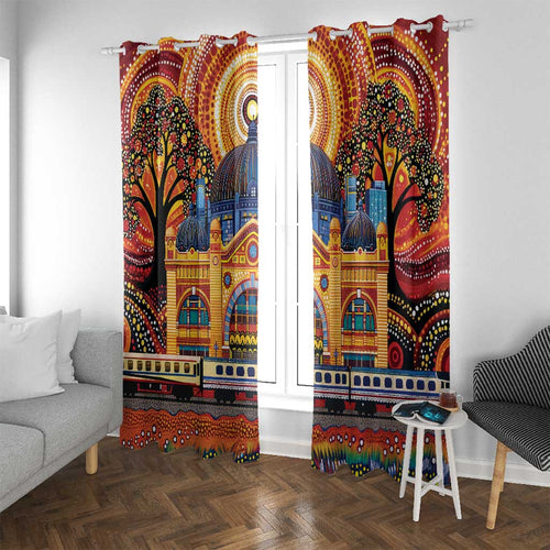 Australian Flinders Street Railway Station Window Curtain Aboriginal Dot Painting