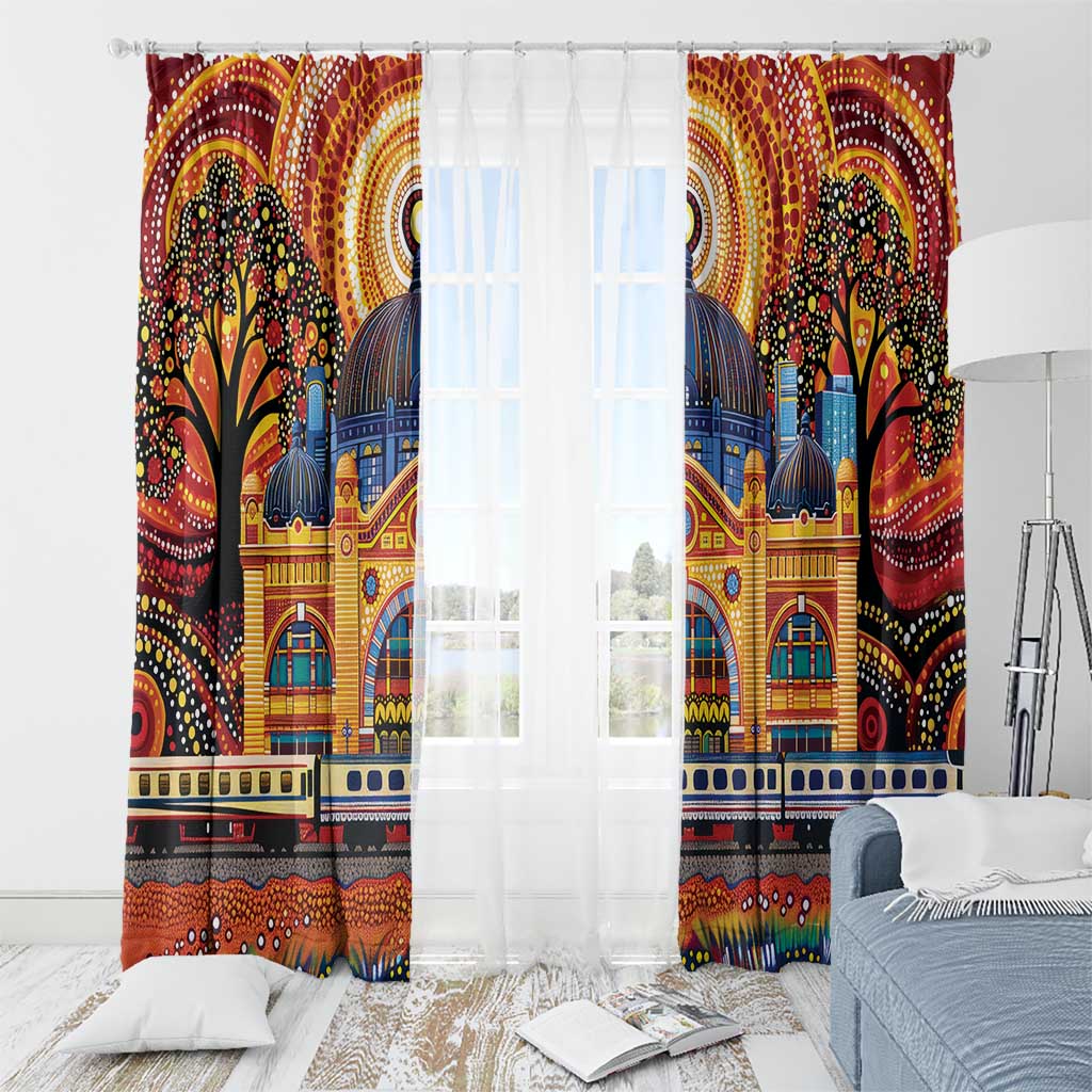 Australian Flinders Street Railway Station Window Curtain Aboriginal Dot Painting