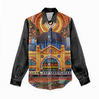 Australian Flinders Street Railway Station Women Casual Shirt Aboriginal Dot Painting
