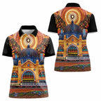 Australian Flinders Street Railway Station Women Polo Shirt Aboriginal Dot Painting