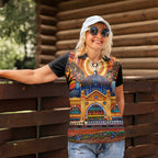 Australian Flinders Street Railway Station Women Polo Shirt Aboriginal Dot Painting
