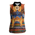 Australian Flinders Street Railway Station Women Sleeveless Polo Shirt Aboriginal Dot Painting