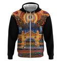 Australian Flinders Street Railway Station Zip Hoodie Aboriginal Dot Painting