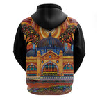 Australian Flinders Street Railway Station Zip Hoodie Aboriginal Dot Painting