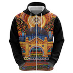 Australian Flinders Street Railway Station Zip Hoodie Aboriginal Dot Painting