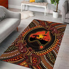 Lizard and Australia Map Area Rug Aboriginal Dot Painting