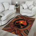 Lizard and Australia Map Area Rug Aboriginal Dot Painting