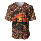 Lizard and Australia Map Baseball Jersey Aboriginal Dot Painting