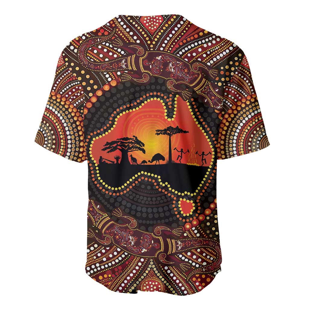 Lizard and Australia Map Baseball Jersey Aboriginal Dot Painting