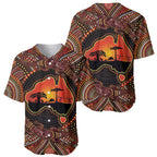 Lizard and Australia Map Baseball Jersey Aboriginal Dot Painting