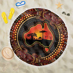 Lizard and Australia Map Beach Blanket Aboriginal Dot Painting