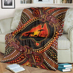 Lizard and Australia Map Blanket Aboriginal Dot Painting