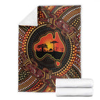 Lizard and Australia Map Blanket Aboriginal Dot Painting