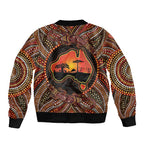 Lizard and Australia Map Bomber Jacket Aboriginal Dot Painting