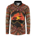 Lizard and Australia Map Button Sweatshirt Aboriginal Dot Painting