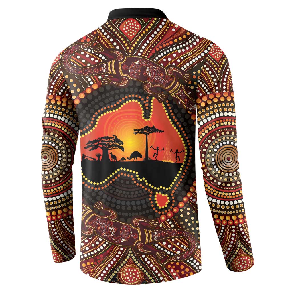 Lizard and Australia Map Button Sweatshirt Aboriginal Dot Painting