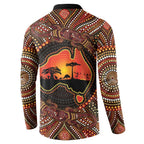 Lizard and Australia Map Button Sweatshirt Aboriginal Dot Painting