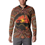 Lizard and Australia Map Button Sweatshirt Aboriginal Dot Painting