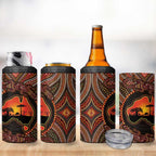Lizard and Australia Map 4 in 1 Can Cooler Tumbler Aboriginal Dot Painting
