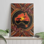 Lizard and Australia Map Canvas Wall Art Aboriginal Dot Painting