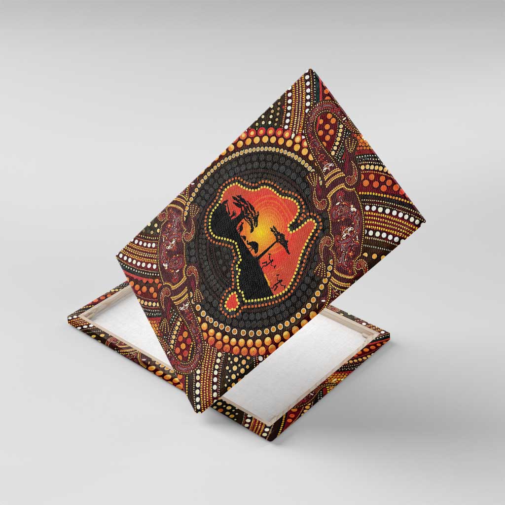 Lizard and Australia Map Canvas Wall Art Aboriginal Dot Painting
