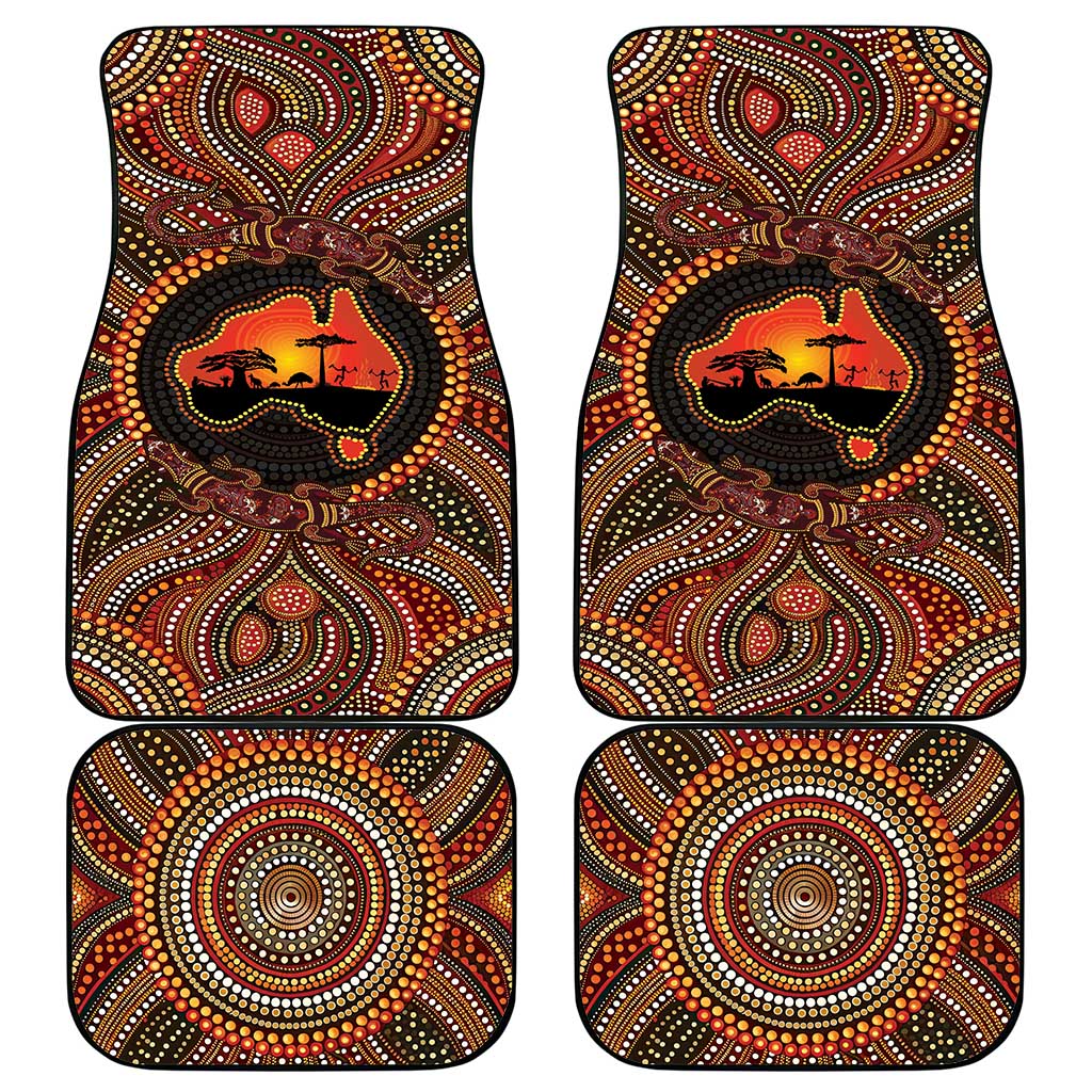 Lizard and Australia Map Car Mats Aboriginal Dot Painting