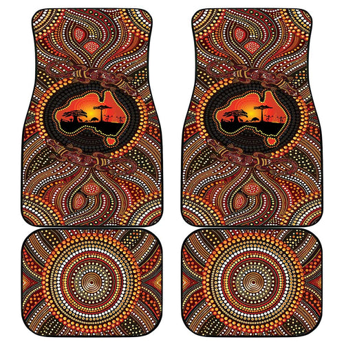 Lizard and Australia Map Car Mats Aboriginal Dot Painting