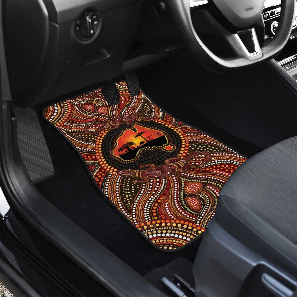 Lizard and Australia Map Car Mats Aboriginal Dot Painting