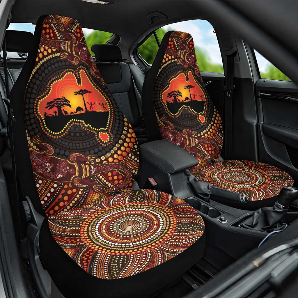 Lizard and Australia Map Car Seat Cover Aboriginal Dot Painting