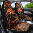 Lizard and Australia Map Car Seat Cover Aboriginal Dot Painting