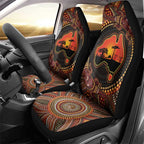 Lizard and Australia Map Car Seat Cover Aboriginal Dot Painting
