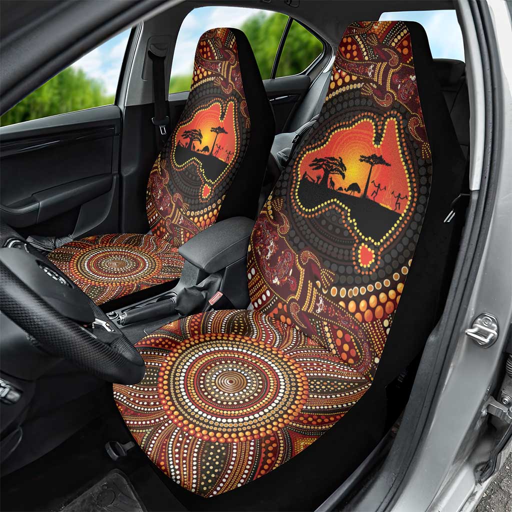Lizard and Australia Map Car Seat Cover Aboriginal Dot Painting