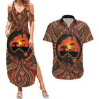 Lizard and Australia Map Couples Matching Summer Maxi Dress and Hawaiian Shirt Aboriginal Dot Painting