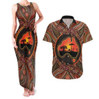 Lizard and Australia Map Couples Matching Tank Maxi Dress and Hawaiian Shirt Aboriginal Dot Painting
