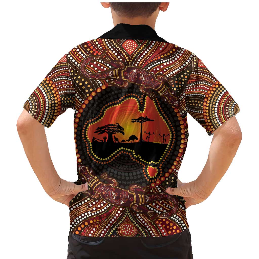 Lizard and Australia Map Family Matching Mermaid Dress and Hawaiian Shirt Aboriginal Dot Painting